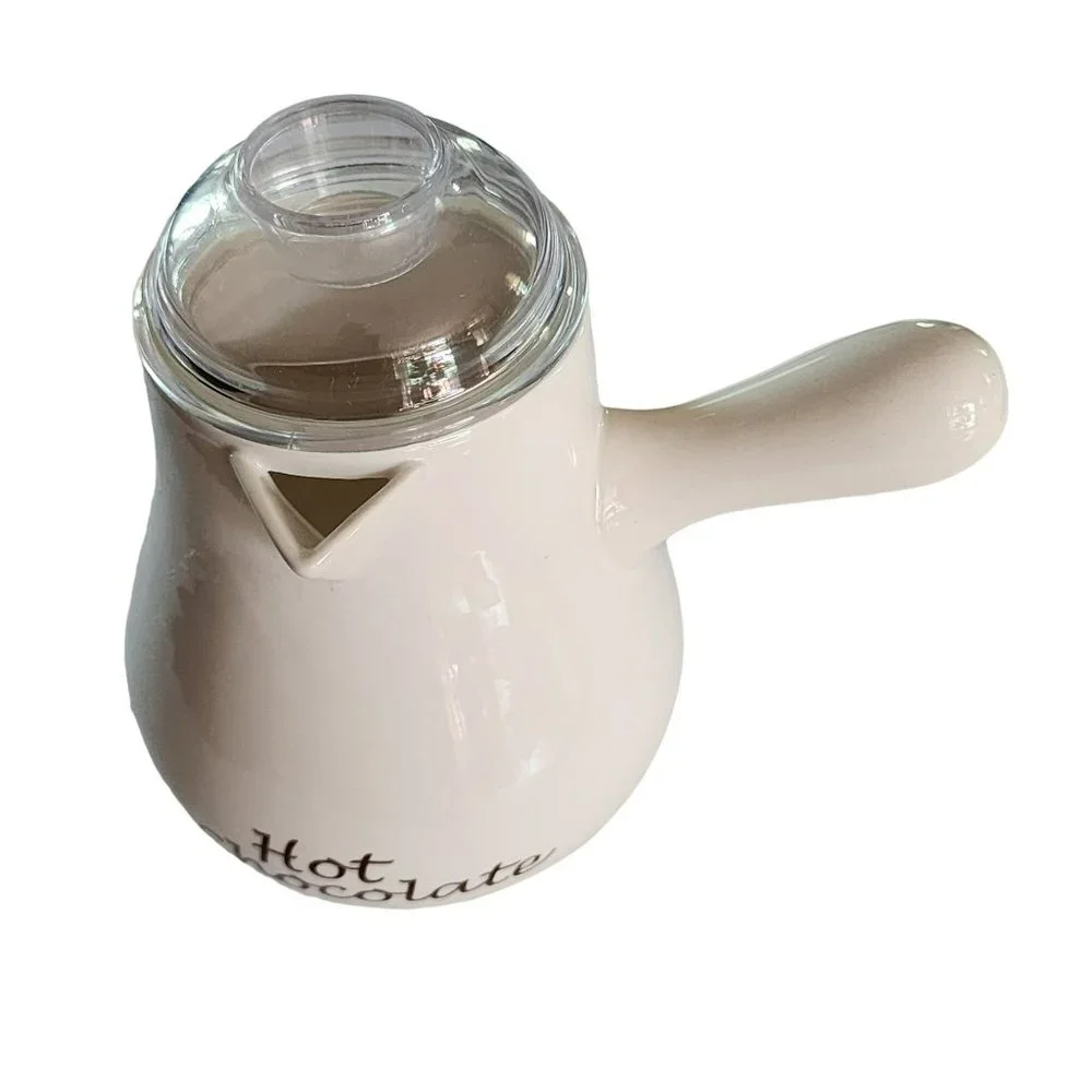 Williams Sonoma by Bonjour White Ceramic Hot Chocolate Pitcher Pot 7in‎ Tall